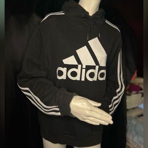Adidas Black and White Sweater with Iconic Three-Stripe Design